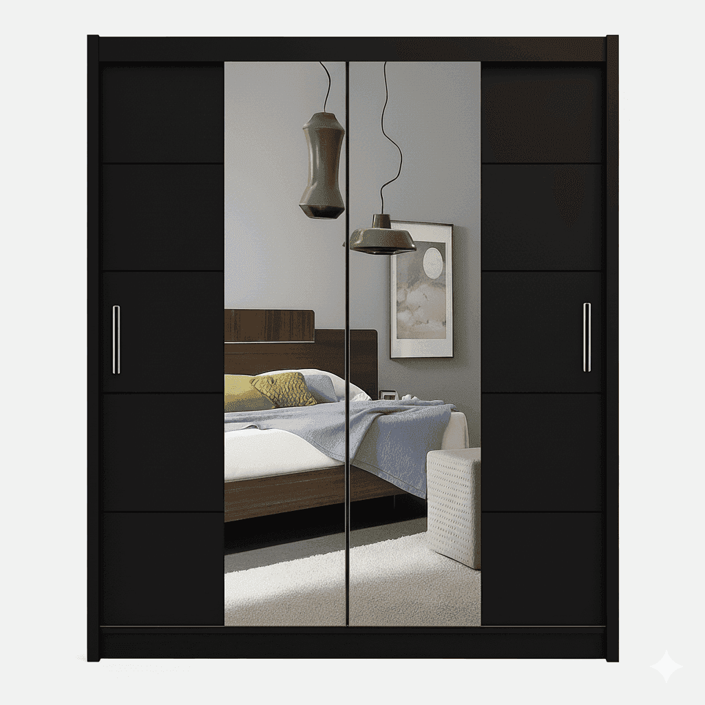 Modern Wardrobe UK - Side view of premium wardrobes from Newcastle Beds UK